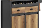 Kitchen Island  Kitchen Trolley with Bottle Rack  Serving trolley vintage brown 7