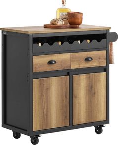 Kitchen Island  Kitchen Trolley with Bottle Rack  Serving trolley vintage brown 7