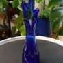 Vintage Cobalt Blue Swung Vase With White Streak Image 2