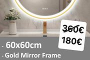 LED Bathroom Mirror Round 60cm Gold Music Fog Free