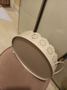 Chalk grey decorative metal display tray