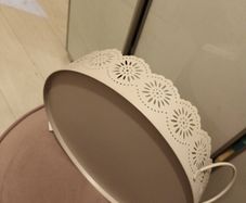 Chalk grey decorative metal display tray