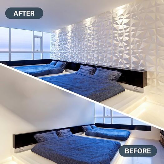 NEW SALE |  3D Wall Panels 19.7x19.7 Inch Wall Panels 12 Pack Wall Panelling Decorative Diamond Wall Tiles White for Living Room, Bedroom, Bathroom, Interior Home Wall Decor(50cmx50cm)