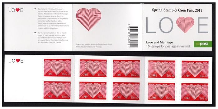 2017 Ireland Spring Stamp & Coin Fair Souvenir Booklet overprinting the 2016 Greetings Commemorative Stamp Booklet Mint Never Hinged (MNH)