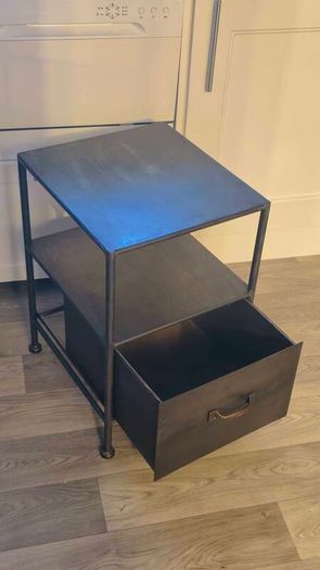 Pomax Home Collection Industrial Style Metal Designer Side Bedside Table Locker Drawer