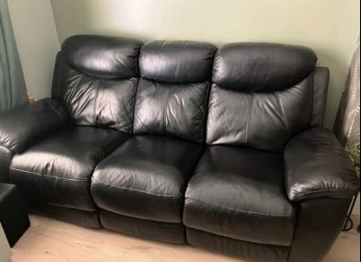 3 seater quality leather recliner sofa
