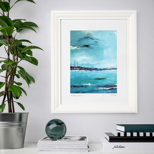 Blue Poolbeg, Large framed Print by Helen Mathews