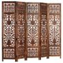 Hand Carved 5-Panel Room Divider Brown 200x165 cm Solid Mango Wood Image 2