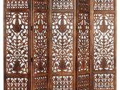 Hand Carved 5-Panel Room Divider Brown 200x165 cm Solid Mango Wood