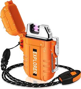 Waterproof Double Arc Lighter USB Rechargeable Windproof Plasma Lighter Outdoor Camping Flameless Smoking Accessories