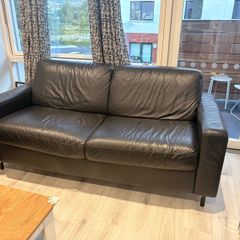 3 seater bleack leather sofa