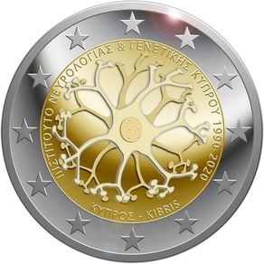 Cyprus 2 Euro Commemorative Coin 2020 -Institute of Neurology and Genetics. Uncirculated