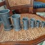 Antique French solid pewter measuring tankards Fleurs de lys complete set Image 3
