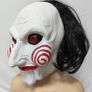 The saw Halloween latex mask with hair. Image 2