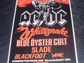 AC/DC Monsters Of Rock Donington Park Saturday 22nd August 1981 concert poster