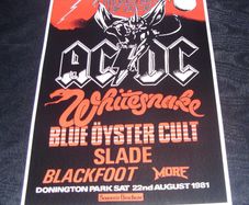AC/DC Monsters Of Rock Donington Park Saturday 22nd August 1981 concert poster