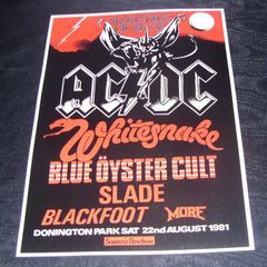 AC/DC Monsters Of Rock Donington Park Saturday 22nd August 1981 concert poster