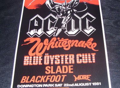 AC/DC Monsters Of Rock Donington Park Saturday 22nd August 1981 concert poster