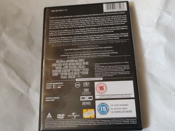 Schindler's List 2 disc Dvd
