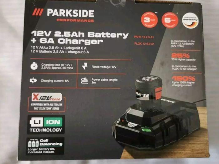 Parkside Performance 12A X20V Smart Bluetooth Super Fast Battery Charger. 12AH 8AH 4AH X20V Smart Bluetooth Batteries. 2.5AH 5AH X12V Next Gen Performance Batteries 6.0A X12V Next Gen Performance Fast Charger.