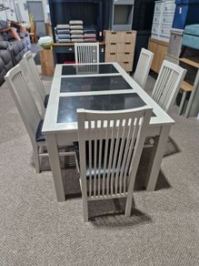 Grey table marble top and 6 chairs