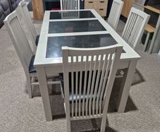 Grey table marble top and 6 chairs