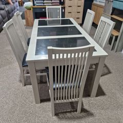 Grey table marble top and 6 chairs