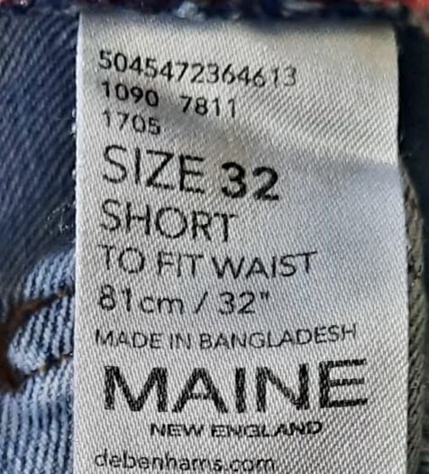 Maine Debenhams cotton denim jeans 32 waist and 28 leg unisex in very good condition see last two photos for exact measurements FREE STANDARD POSTAGE INCLUDED
