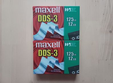 MAXELL DDS-3 12 GB 125m Digital Data Storage 2 Cartridge Tapes NEW SEALED
