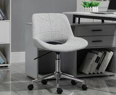Office Chair, Height-Adjustable, 360-degree Swivel, up to 110 kg, Metal Frame, Light Gray, 49 x 56.5 x 73-82.5 cm