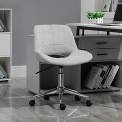 Office Chair, Height-Adjustable, 360-degree Swivel, up to 110 kg, Metal Frame, Light Gray, 49 x 56.5 x 73-82.5 cm