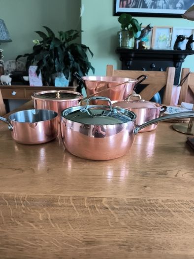 Selection of 5 Copper Pots