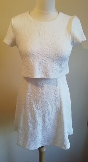 Topshop Ladies White Jacquard Skater Dress With Side Cut Outs UK8 Payment By REVOLUT or PAYPAL