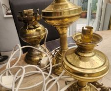 Three oil brass lamps