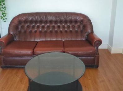 Chesterfield brown leather sofa