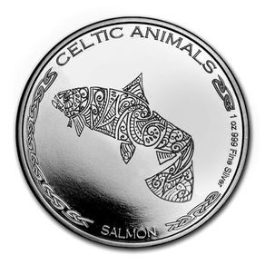 2021 Chad 500 Francs CFA 1 oz Silver Bullion Coin - Celtic Animals Salmon BU (In Capsule)
