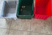 plastic boxes  x 3