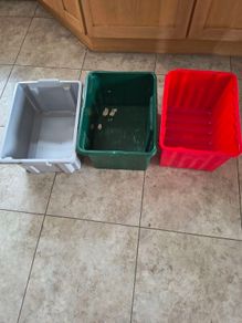 plastic boxes  x 3