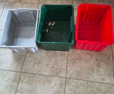 plastic boxes  x 3