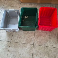 plastic boxes  x 3