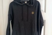 River Island Women's Black Hoodie with Gold Embroidered Logo - Size small