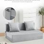 4-in-1 Folding Sofa Bed Double, Fold Out Sofa Couch with Velvet Cover & 2 Cushions, Floor Mattress Lounger for Living Room, Comfy Foldable Sofa Chair Bed, Removable Cover, Washable(135 190CM) Image 5