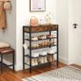 _Shoe rack, shoe organizer with 2 drawers and 4 compartments, for 14 pairs of shoes, in the entrance area, living room, bedroom, vintage brown-black Image 2