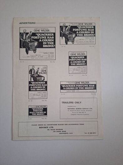 1970 Quackser Fortune Has A Cousin In The Bronx Press Kit/Pressbook Gene Wilder