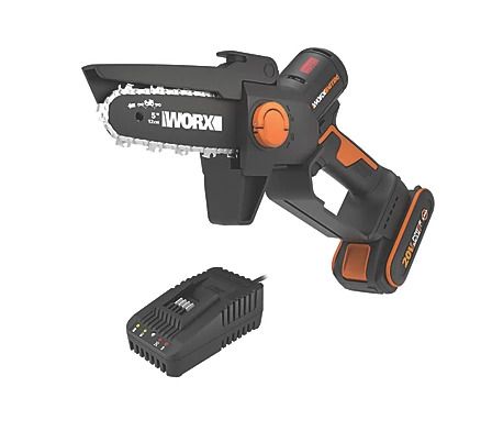 Worx WG325E 20V 1 x 2.0Ah Lithium PowerShare Brushless Cordless 12cm Pruning Chainsaw