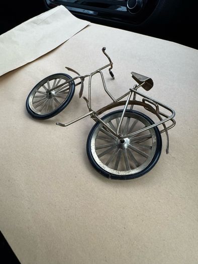 Vintage Miniature Gold Brass Metal Bicycle Figurine, Ornament, Doll House