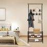Coat Rack Stand with Shoe Rack and Removable 16 Hooks Free Standing Hall Tree Matte Steel Frame Hat Rack Coat Stand for Storage, Black Image 2