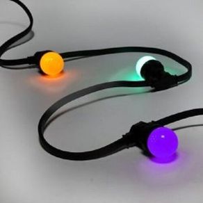 50 Meter Heavy Duty Festoon Harness with 100 Lamp Holders and 100 Couloured Bulbs Set