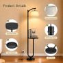 Floor Lamp with Shelf, 160cm, 3 Light Colours, E27 60W Vintage shelf lamp with 120 adjustable head, foot switch, linen shade, E27 up to 60W for home & office Image 4