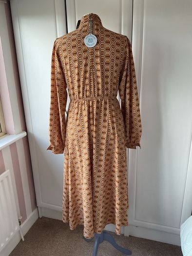 dress Bnwt mustard & tan high neck midi dress size 10